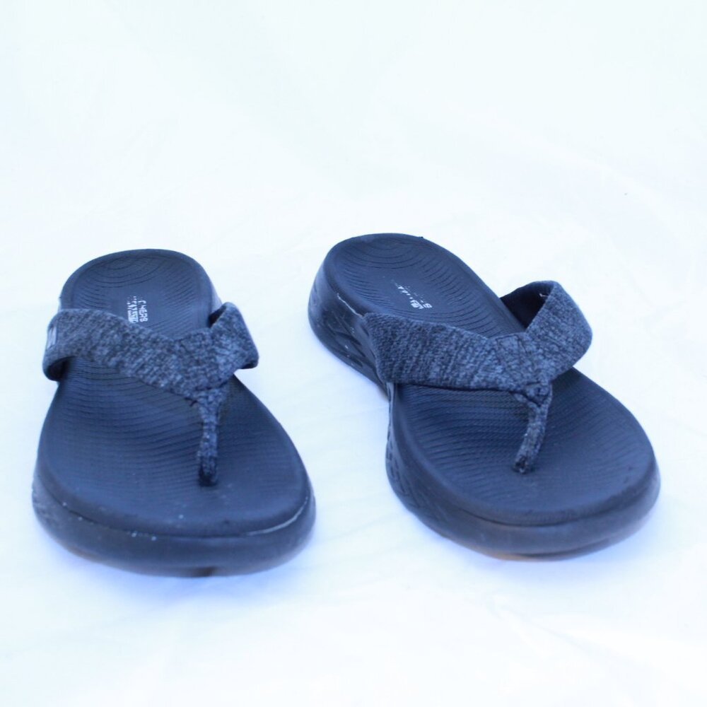 Skechers Size 7 Black On The Go 600 Preferred Comfort Flip Flop Thong Sandals